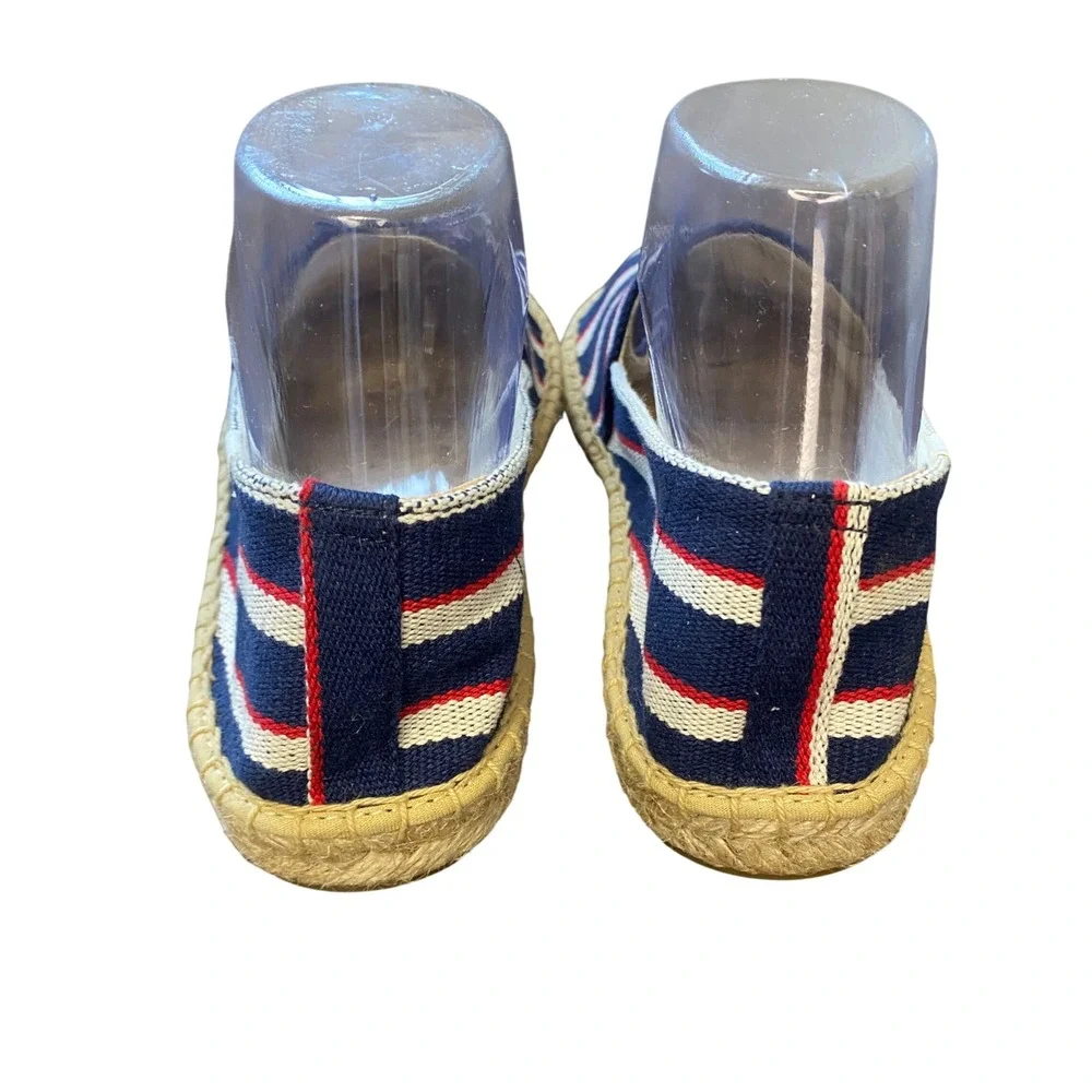Soludos Womens Nautical Striped Canvas Espadrille‎ Flats Navy Blue Red White 8